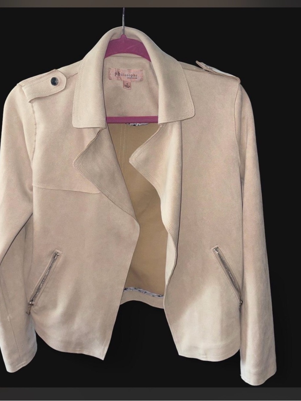 Philosophy Cream Suede Moto Jacket